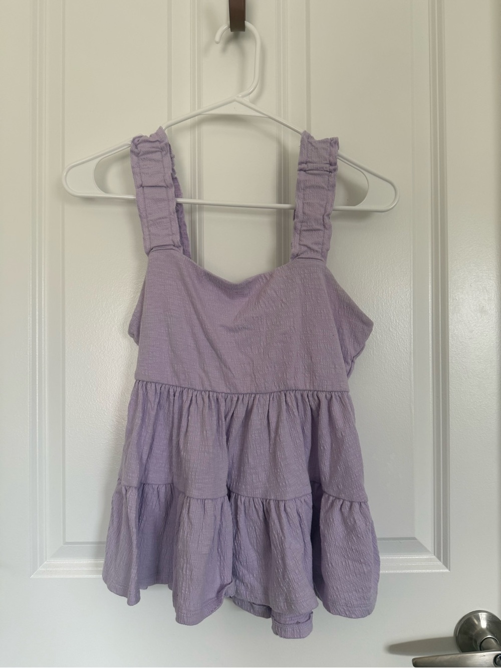 Lilac Tiered Ruffle Strap tank top